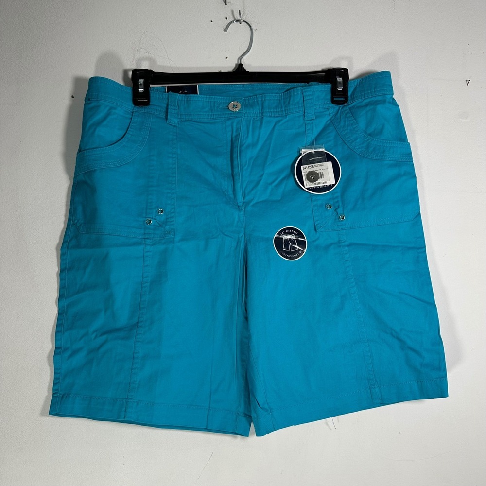 Karen Scott Womens 18 Polished Turquoise Comfort Waist Bermuda Shorts